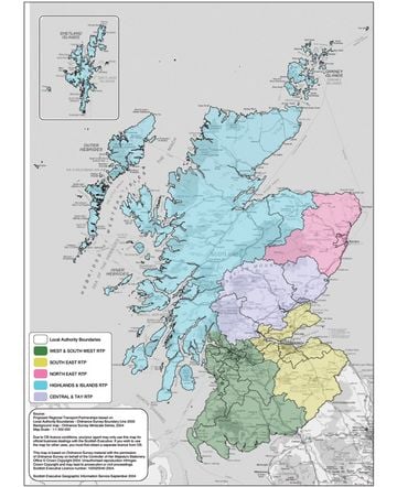 Five regional transport partnerships proposed by Scottish Ex