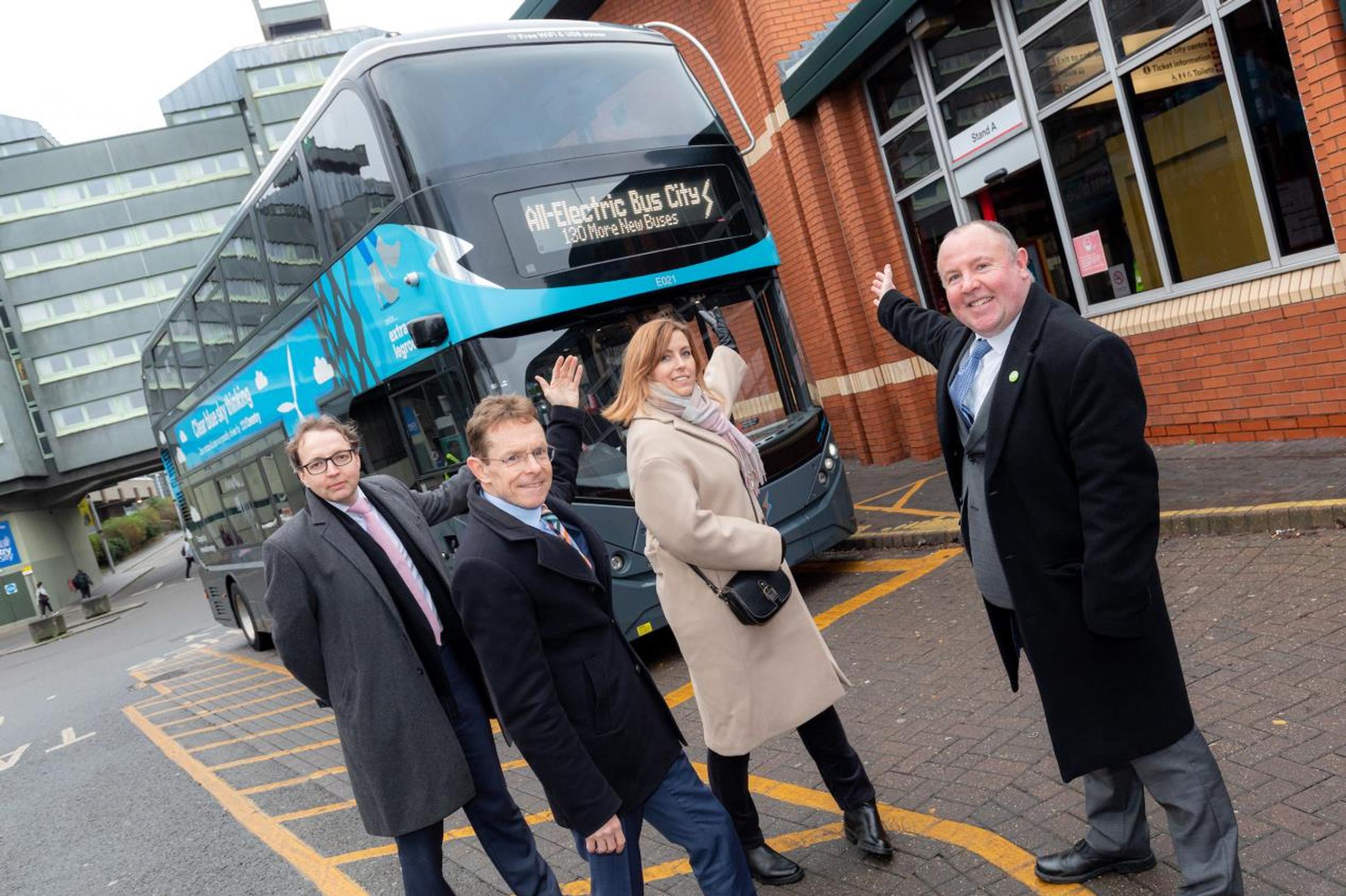 David Bradford (National Express), Mayor of the West Midlands Andy Street, Agata Litwinowicz-Soltysiak (National Express) and Cllr Jim O`Boyle (Coventry City Council)