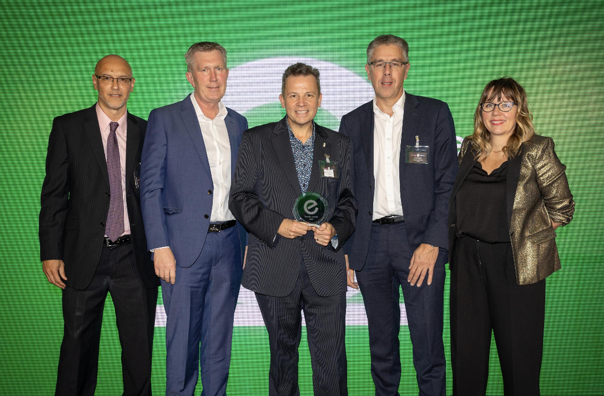 Jury member Jason Benjamin and Kerry Godliman with BAM Nuttall’s Gareth Farrier and Leeds City Council’s Sean Hewitt and Gary Bartlett