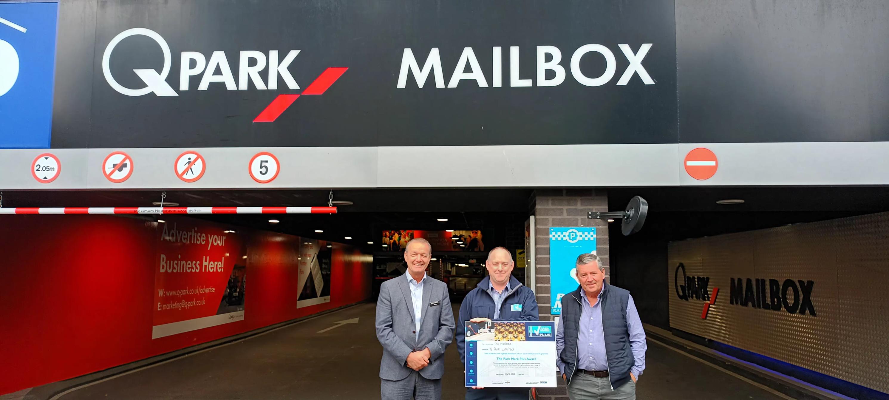 (L-R) Andy Jackson, estate director, The Mailbox, Matt Robinson, BPA area manager, and Craig Lowe, site supervisor, Q-Park