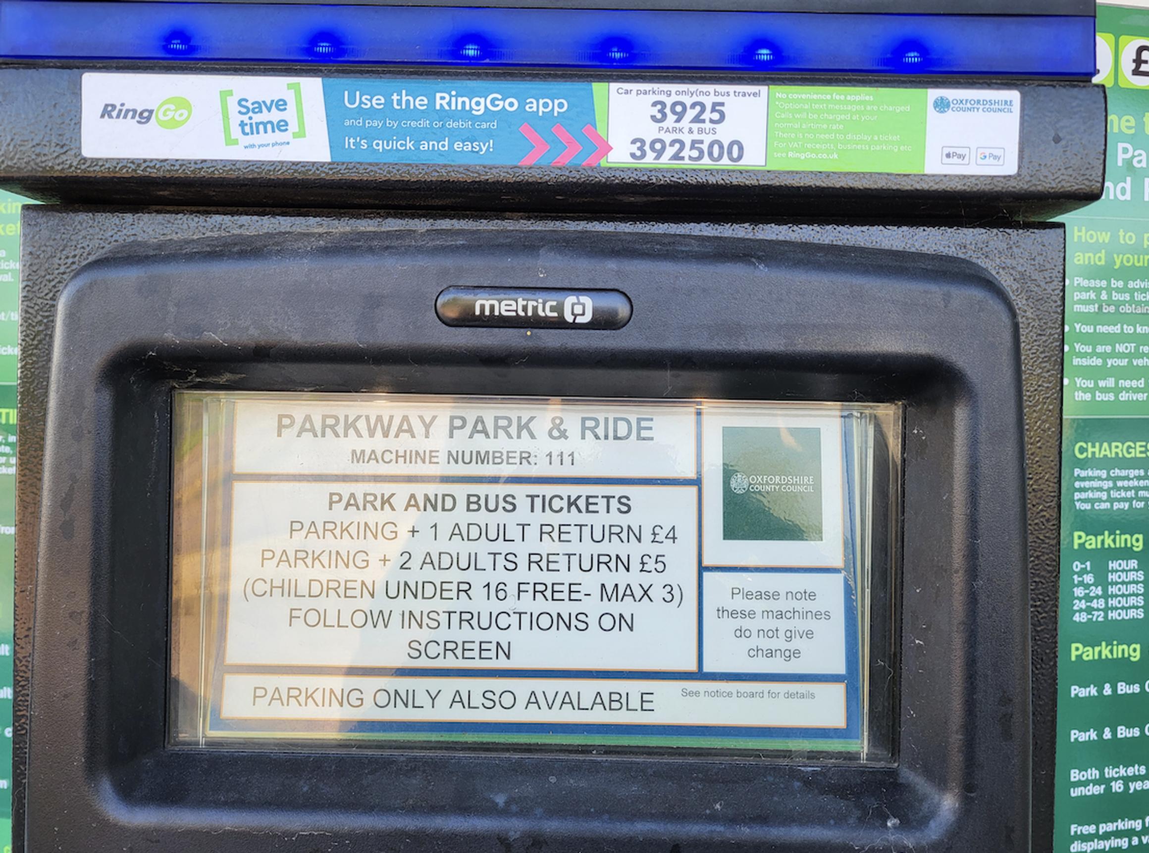 Drivers can buy a combined ticket through the RingGo parking app, or at one of the on-site ticket machines