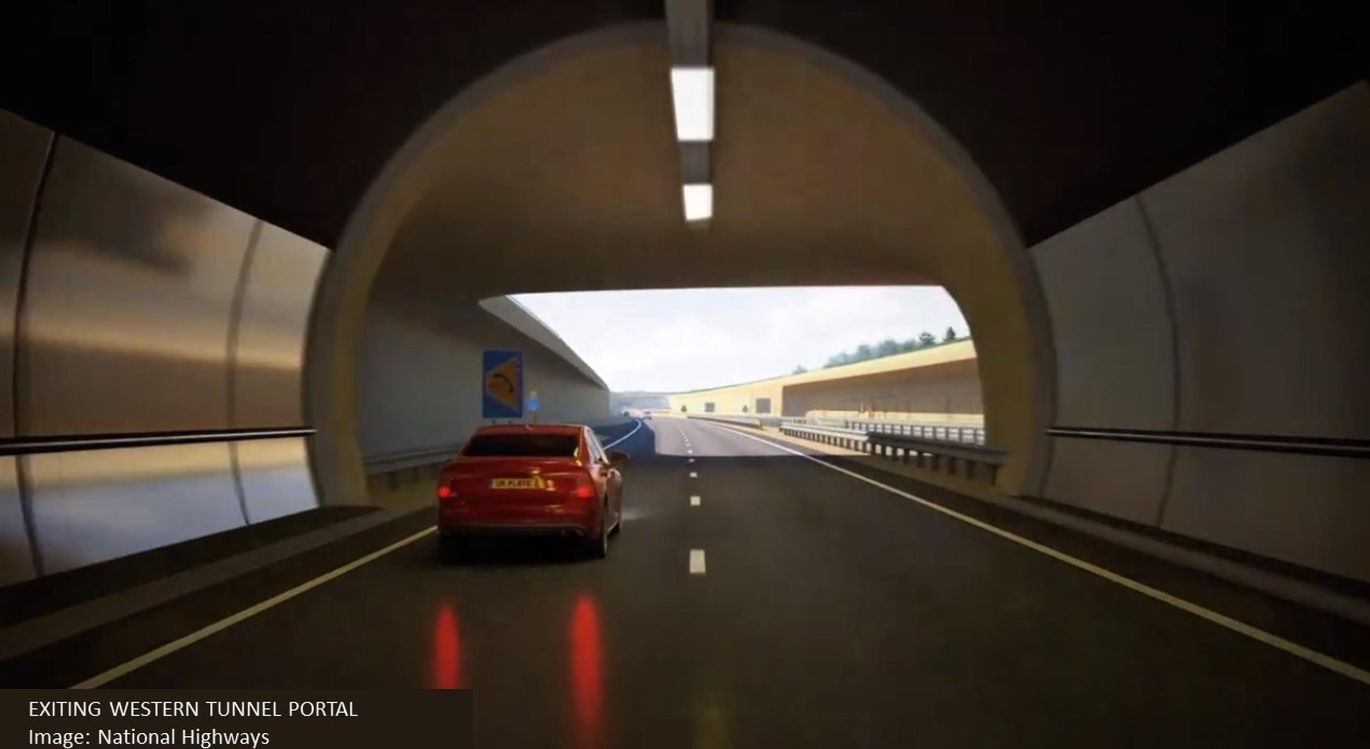 Visualisation of exiting the western portal of the proposed Stonehenge tunnel. PIC: National Highways