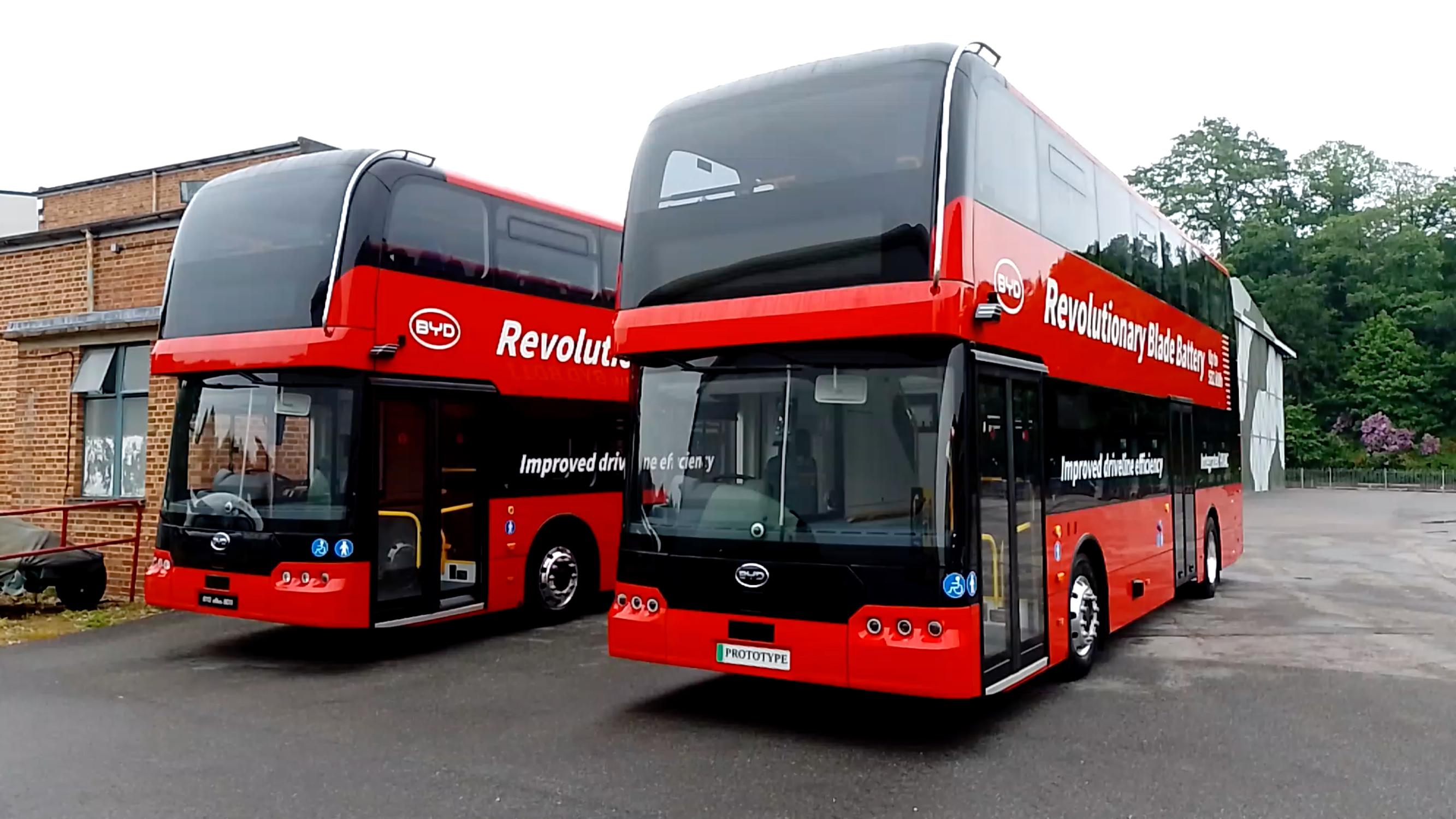 The first two of BYDs all electric double deckers were demonstrated recently in London