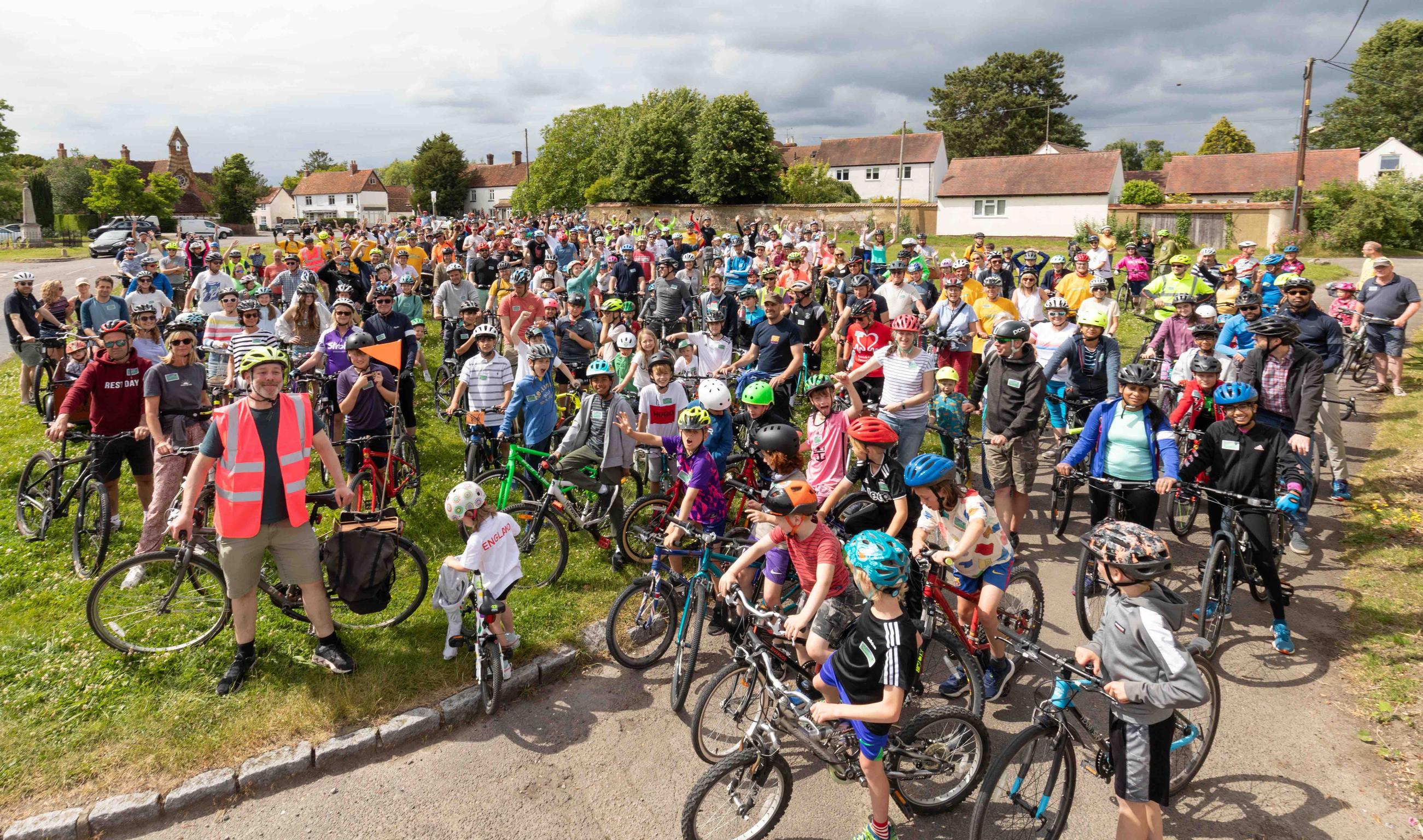 Nearly 400 cyclists took part in the mass ride calling for a greenway