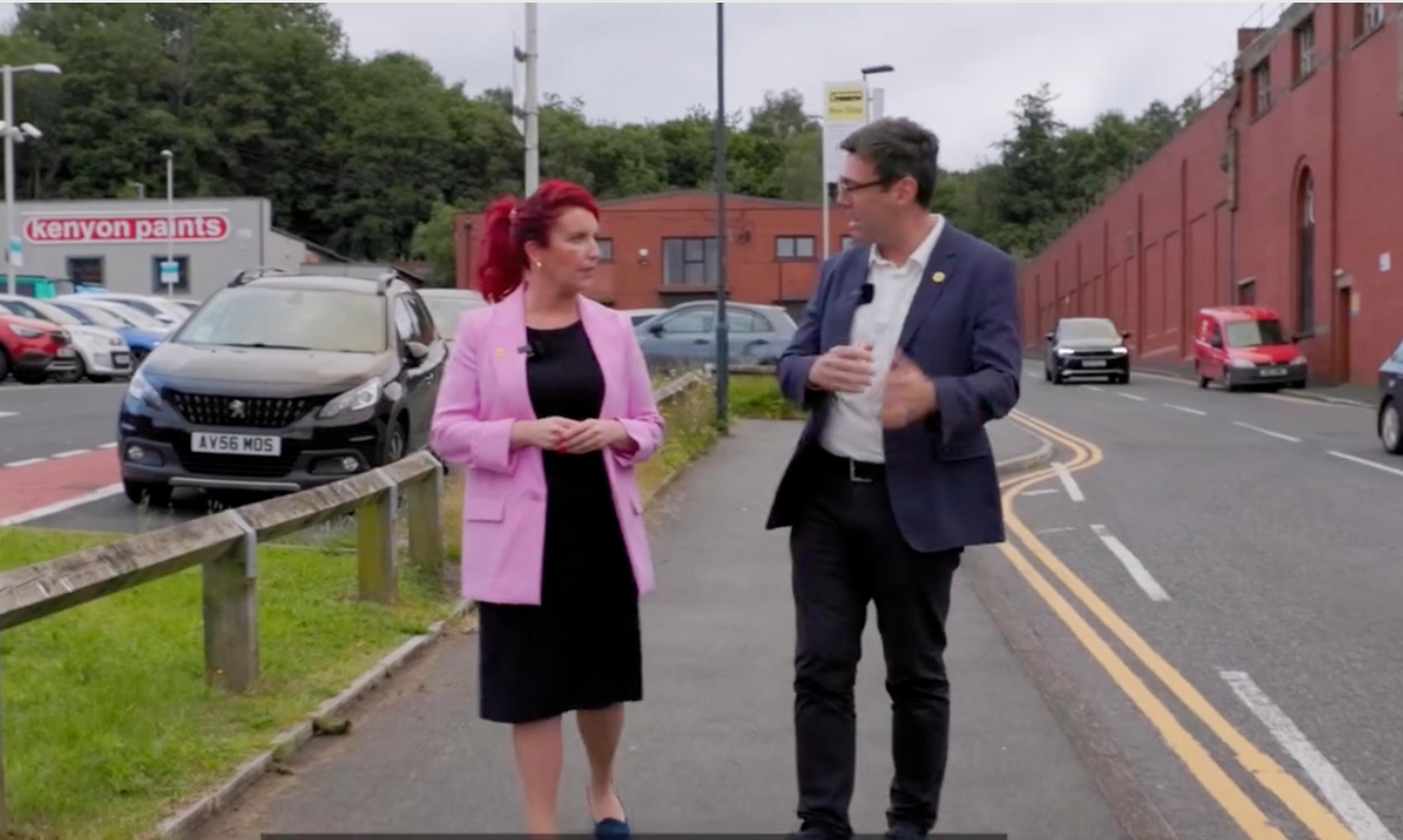 Louise Haigh made her first official visit as Transport Secretary to see the Manchester franchised bus project with Mayor Andy Burnham