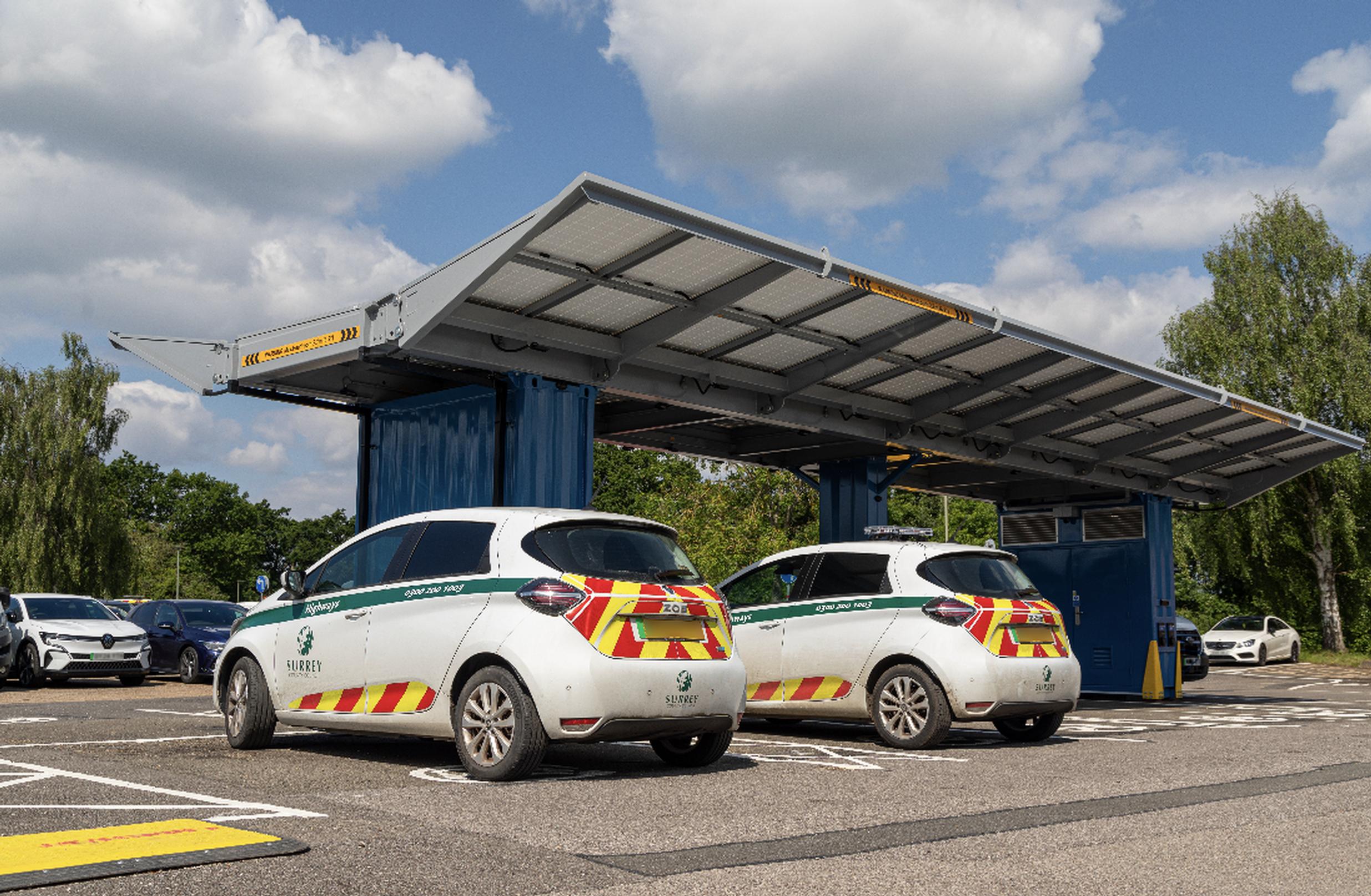 The charging hub at Surrey`s Council Depot Centre in Merrow