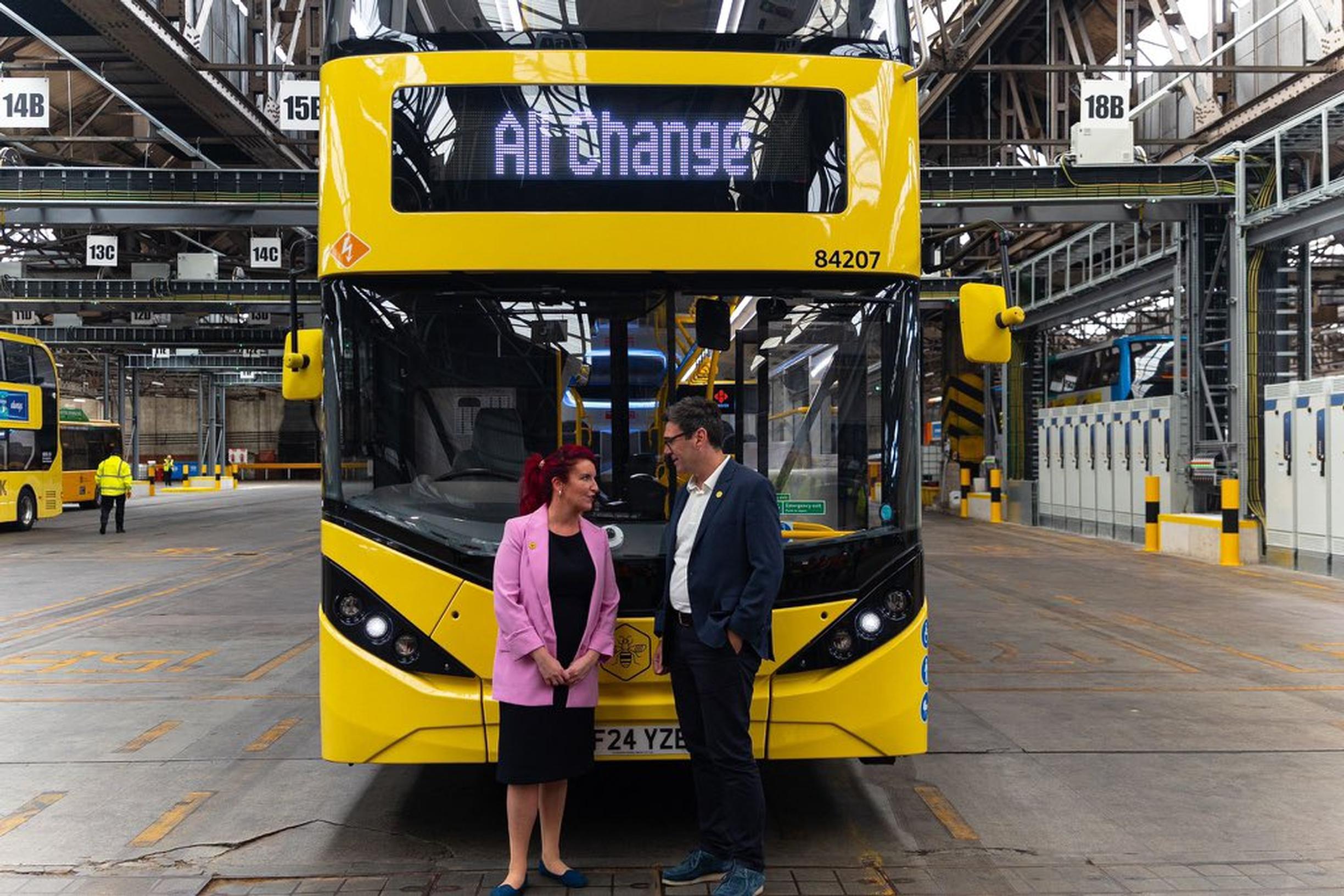 Transport Secretary Louise Haigh and Greater Manchester Mayor Andy Burnham. New powers will allow councils to emulate the success of publicly controlled buses in Greater Manchester, said Haigh