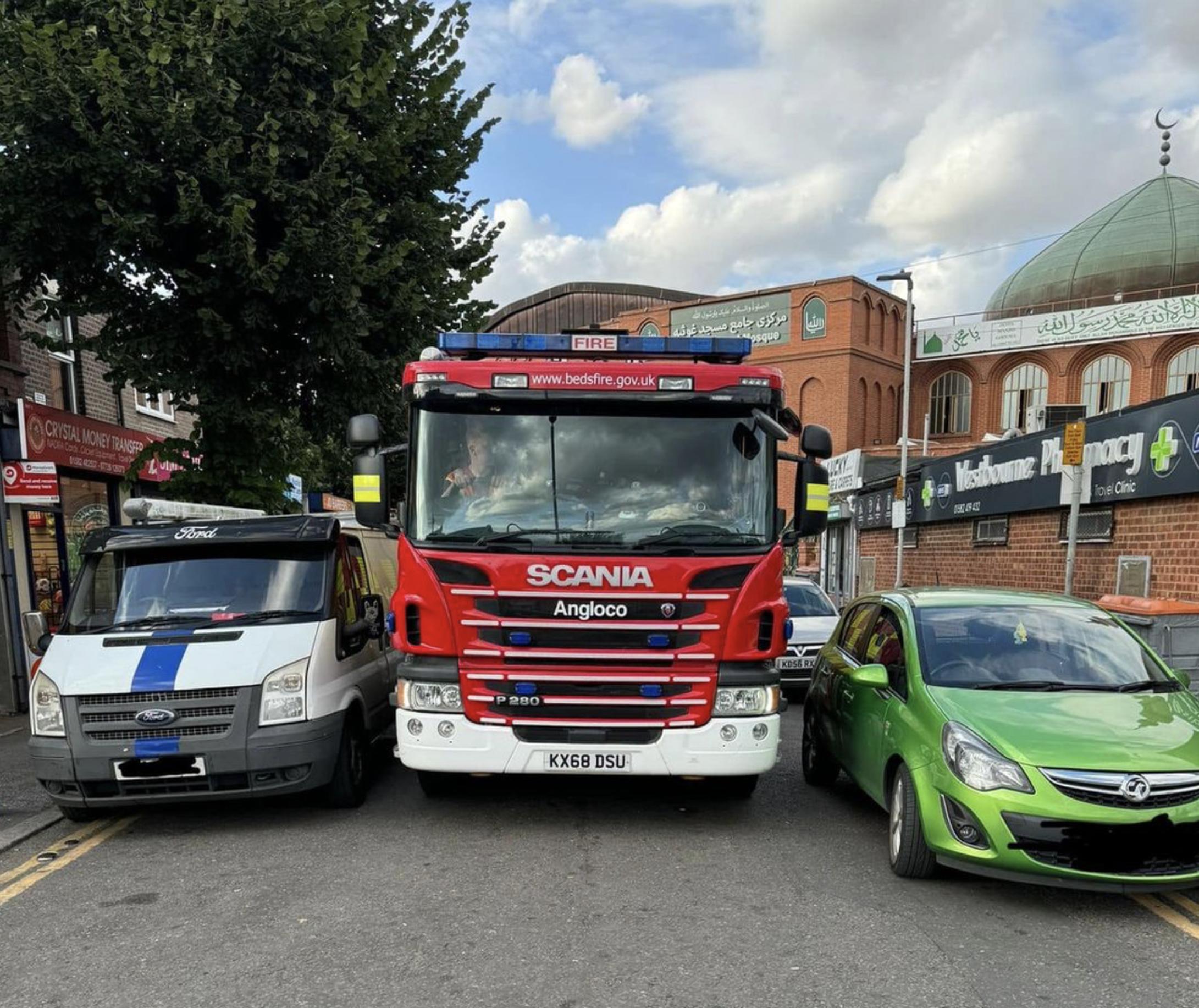 Luton Community Fire Station`s image of a road blocked by parked cars