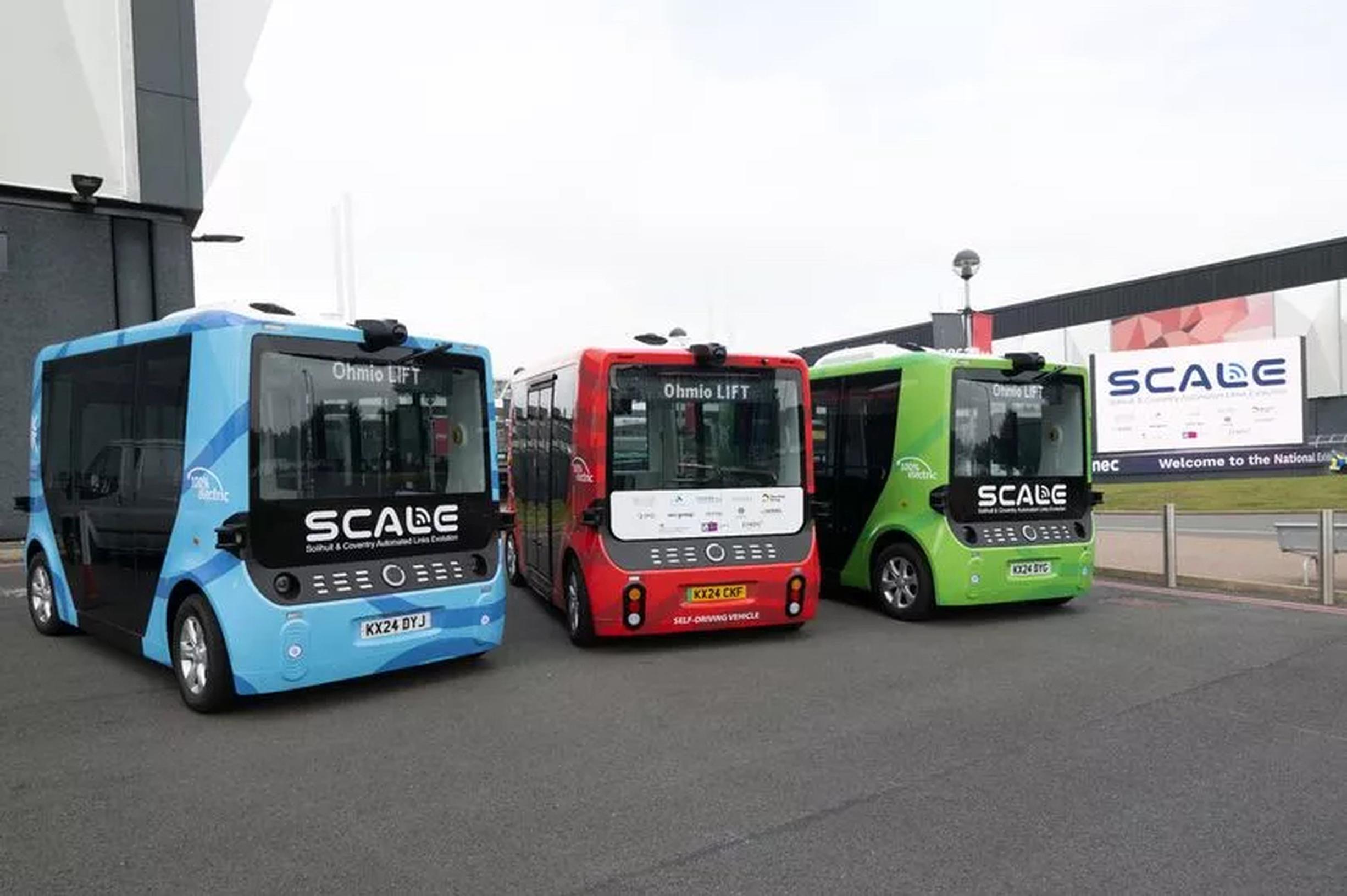 The three 20-capacity Ohmio shuttle vehicles for the SCALE service