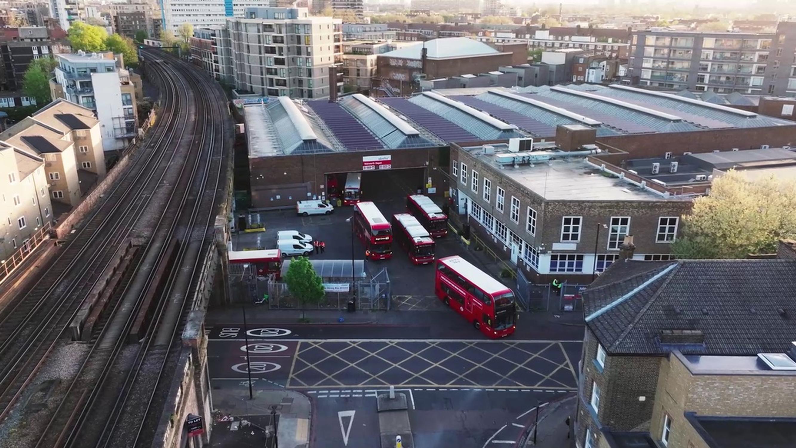 The electric bus charging facility had to be carefully incorporated into the small footprint Walworth depot site