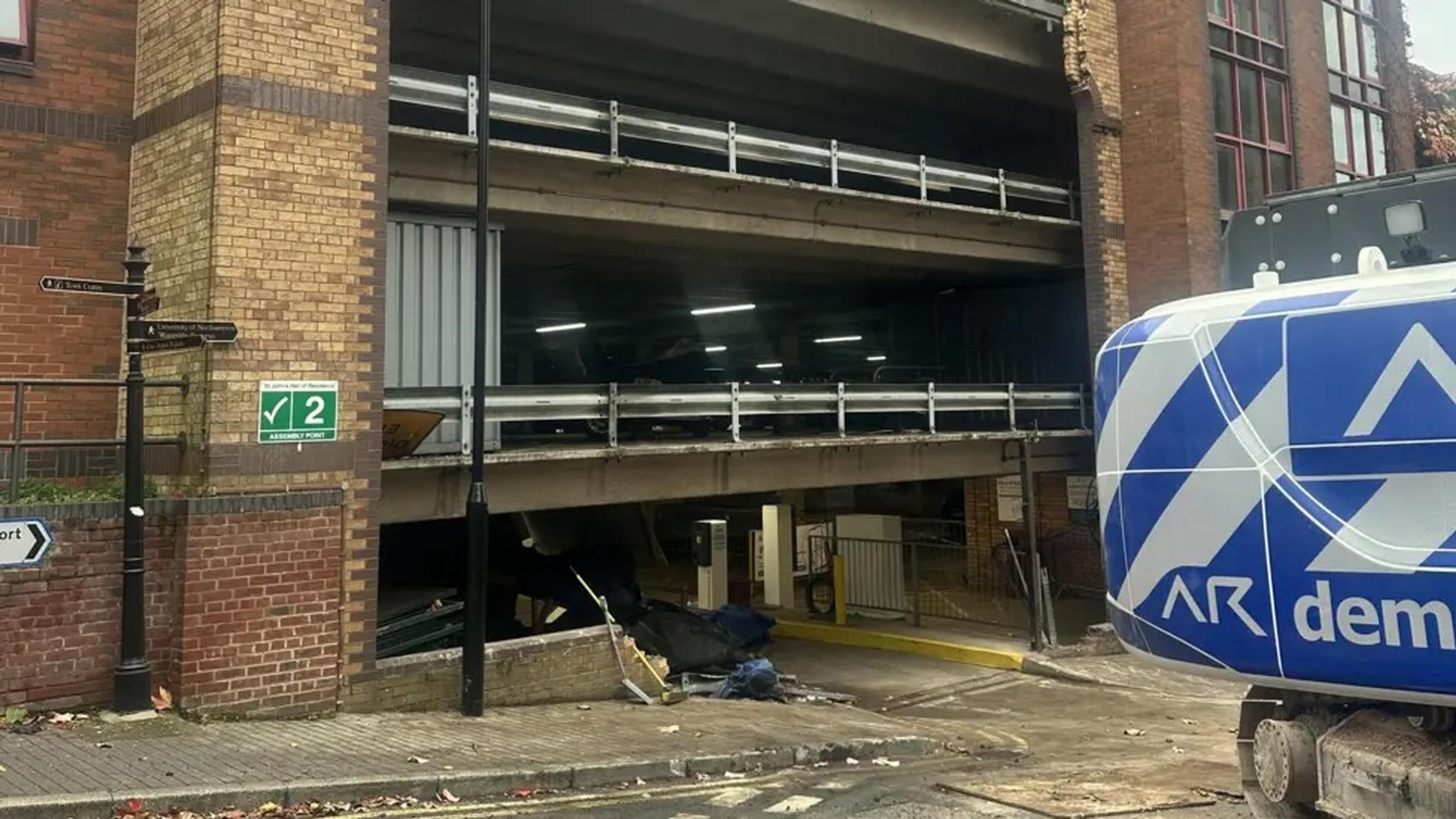 The St John’s car park in Northampton has been closed since it was hit by a black Seat Leon on 18 October (West Northamptonshire Council)