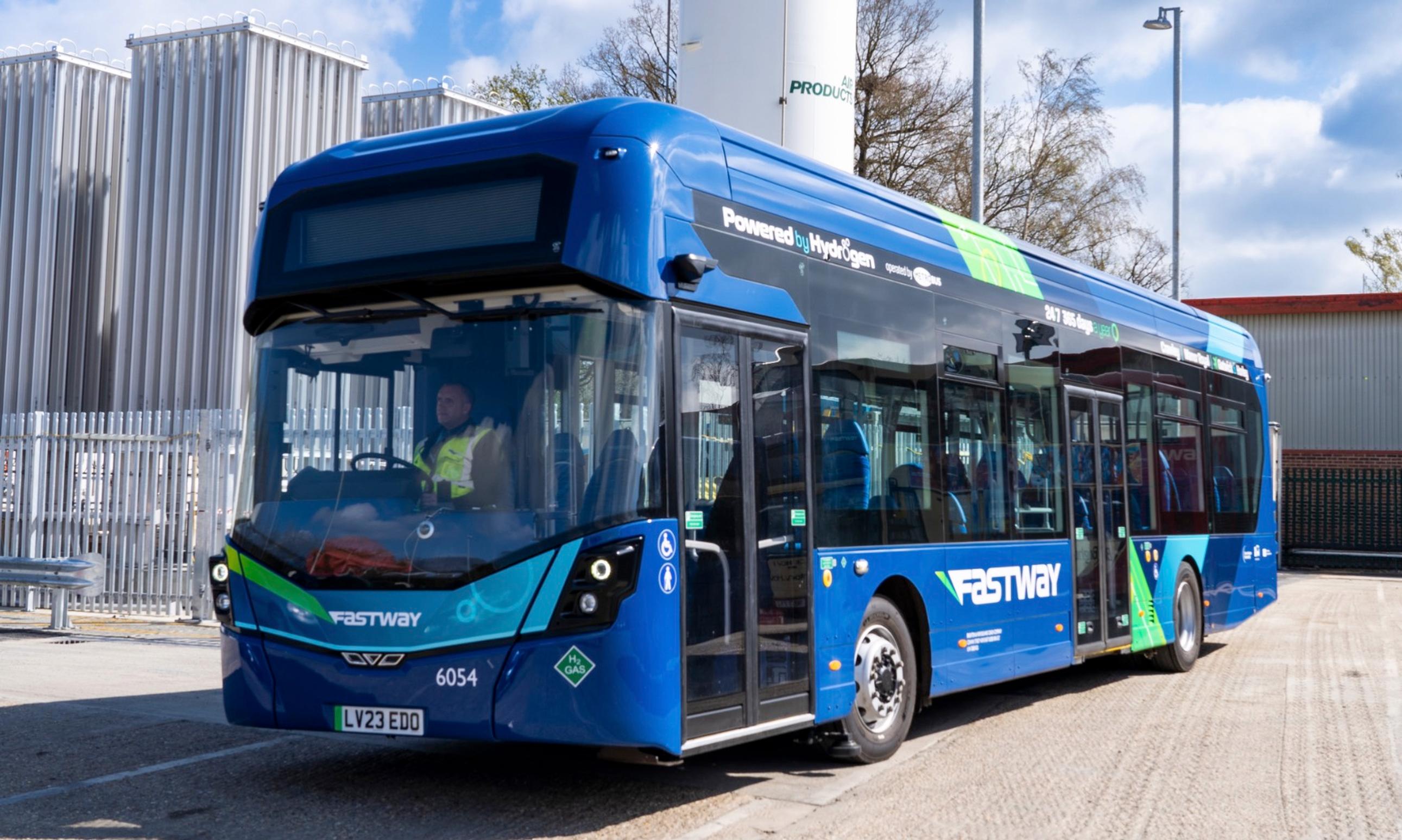 The Metrobus Fastway buses are powered by liquid hydrogen