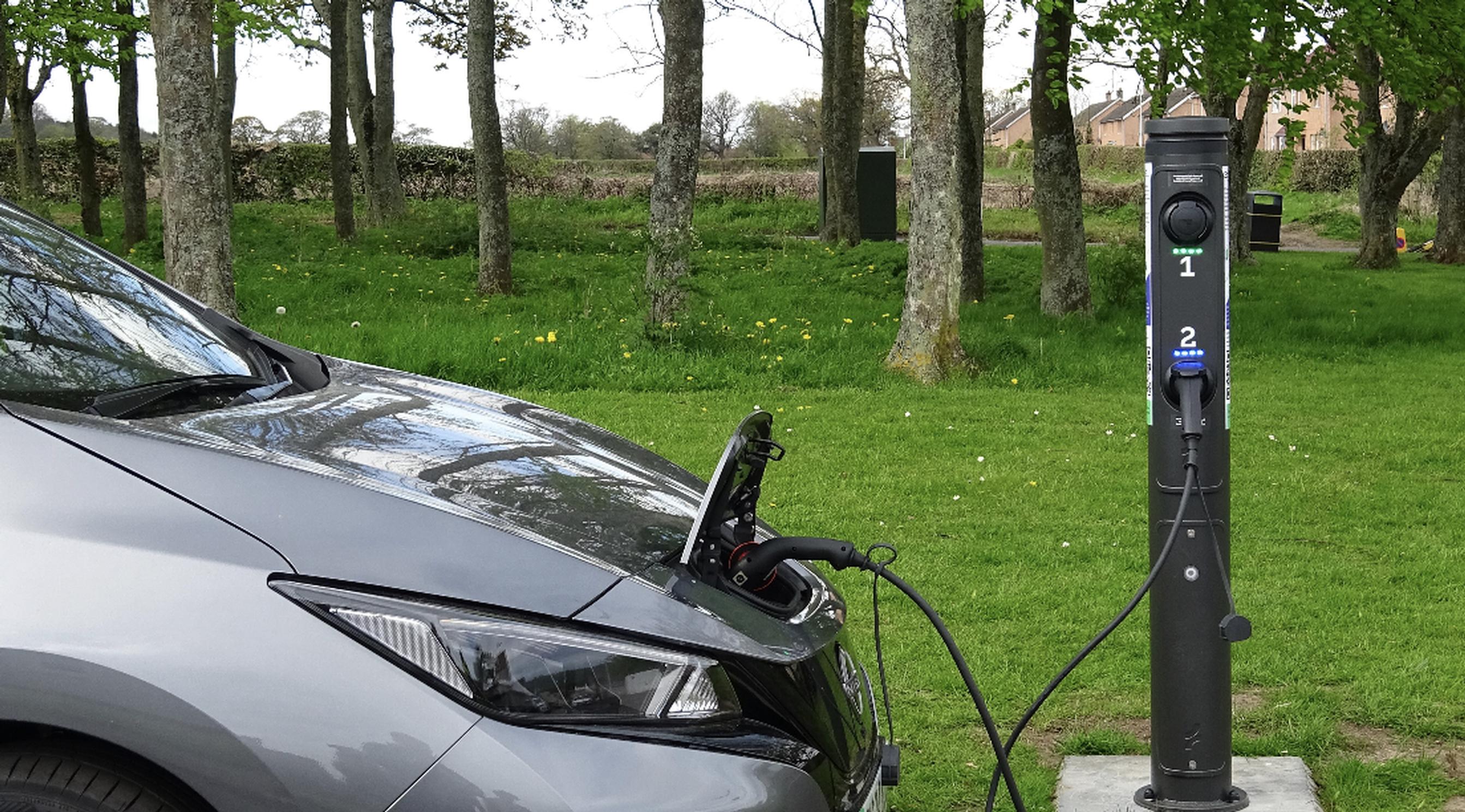 The charging point linked to a BT street cabinet in East Lothian