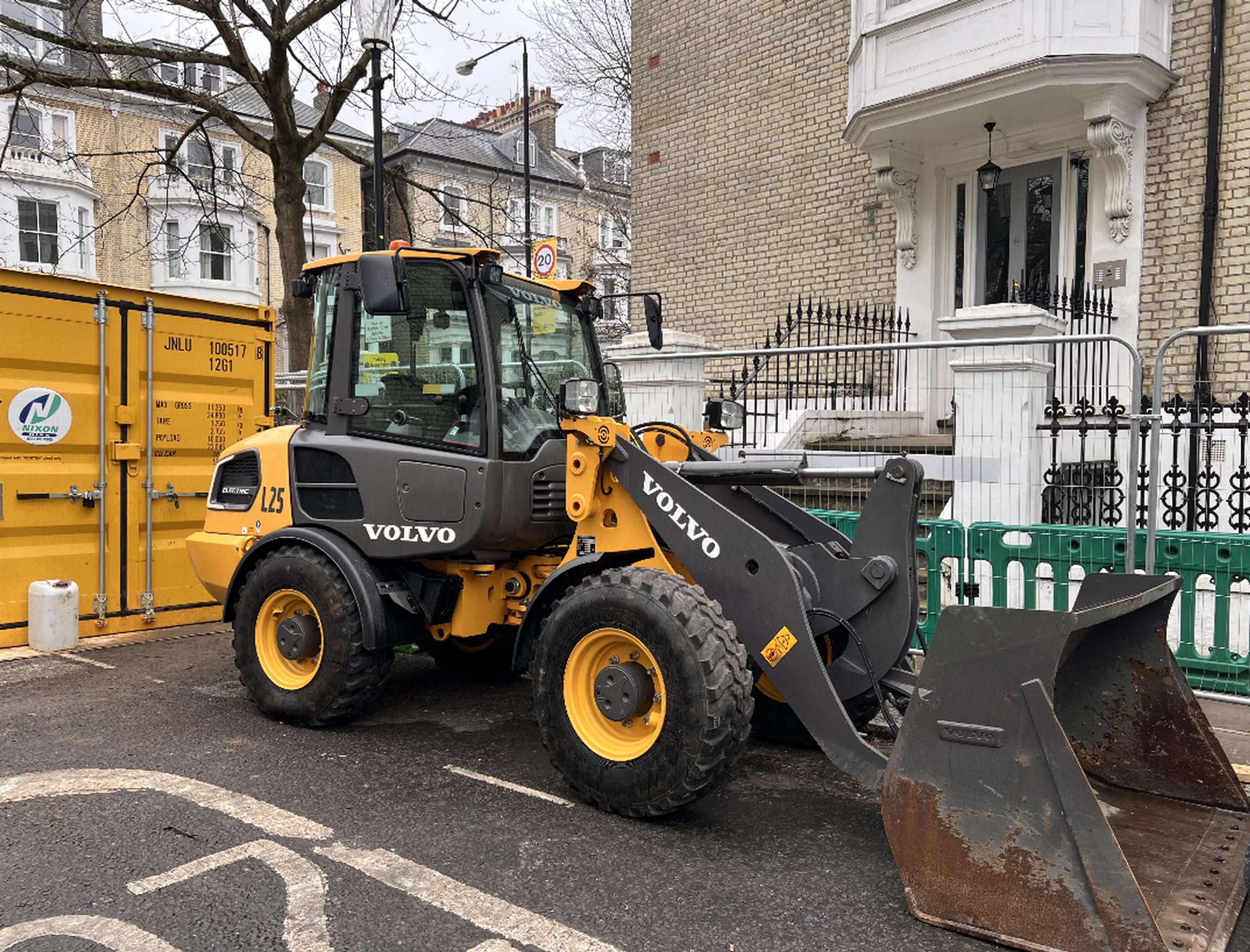 A Volvo electric low loader