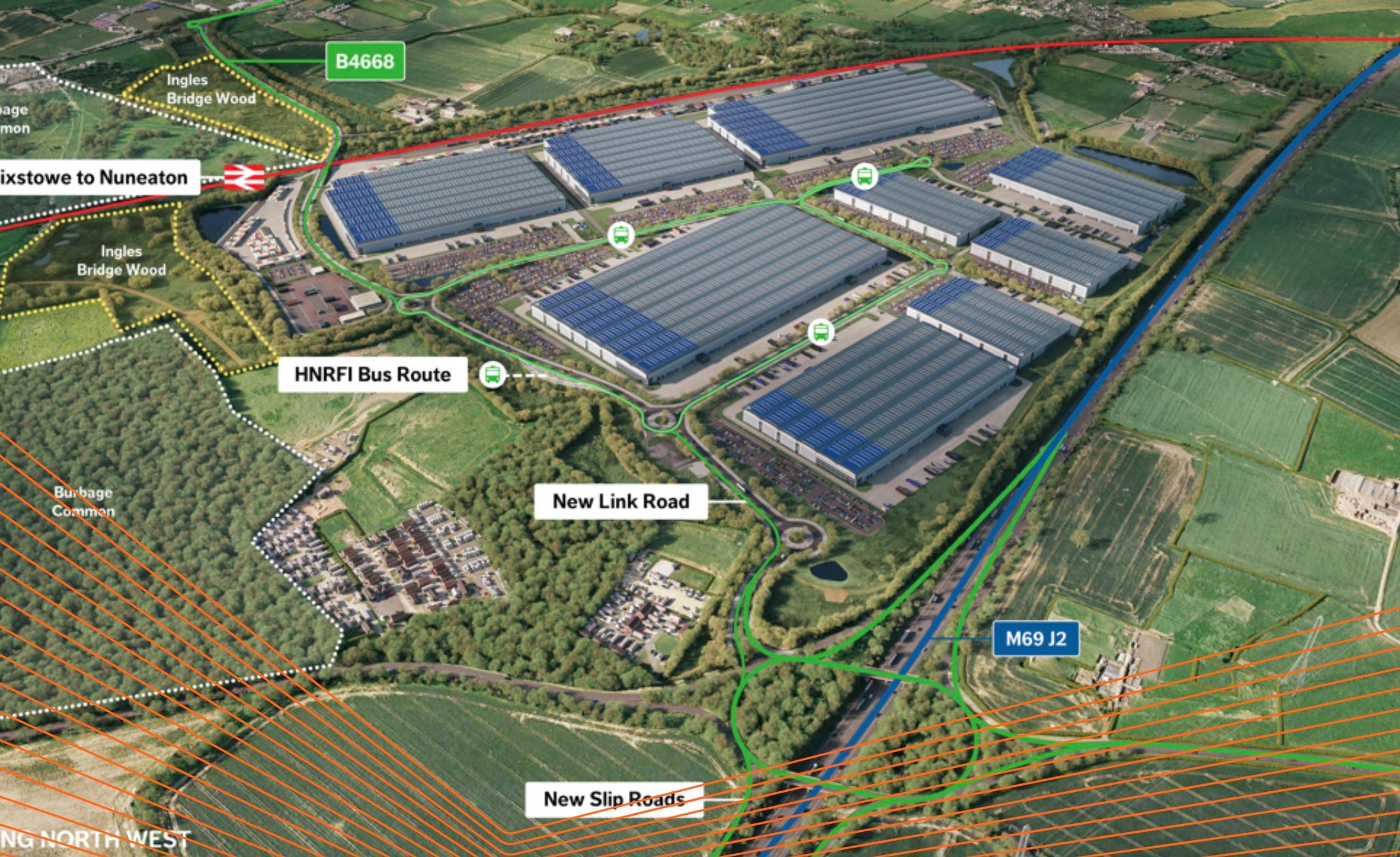 The Tritax hub proposal included a 2km link road including a rail bridge and new off and on slip roads